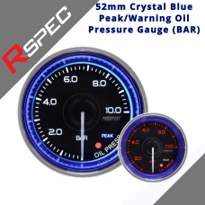 RSPEC 52mm Crystal Blue Peak/Warning Oil Pressure Gauge (BAR) Car Gauge 